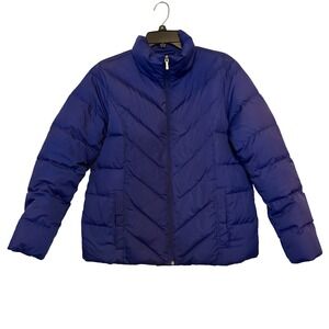 Lands' End Down Puffer Coat Women's S 6-8 Winter Jacket‎ Blue